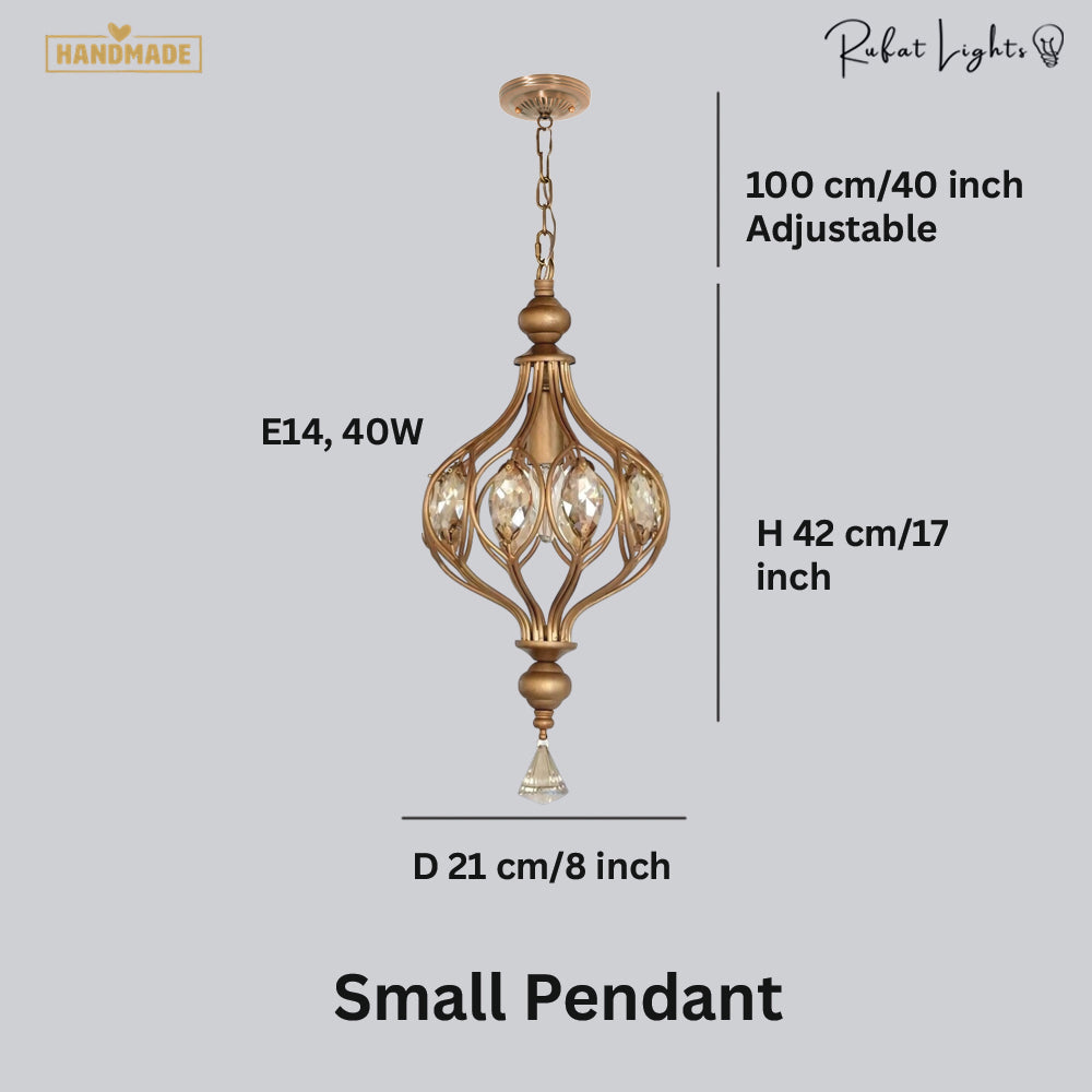 Vintage French Retro Crystal Lantern Chandelier