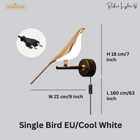 Nordic Magpie Art Design Golden Bird Wall Lights