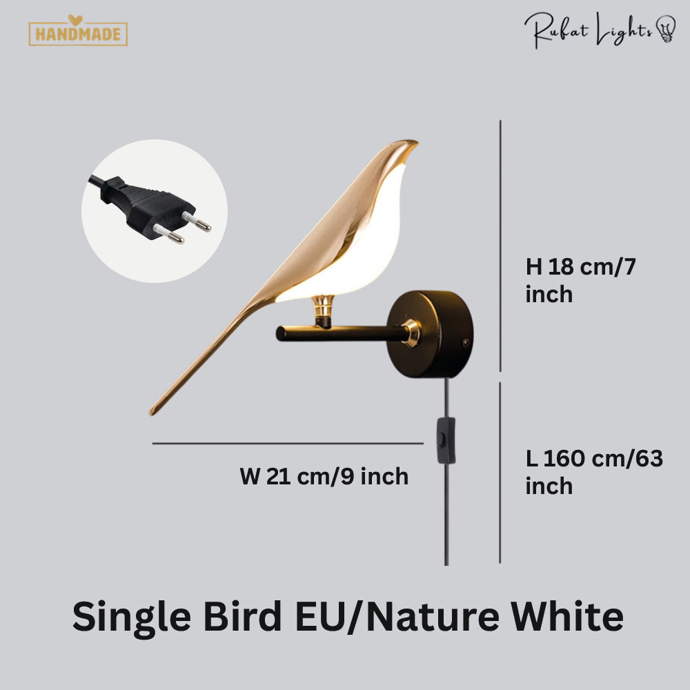 Nordic Magpie Art Design Golden Bird Wall Lights
