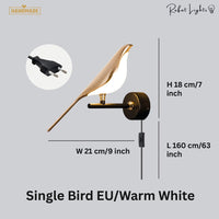 Nordic Magpie Art Design Golden Bird Wall Lights