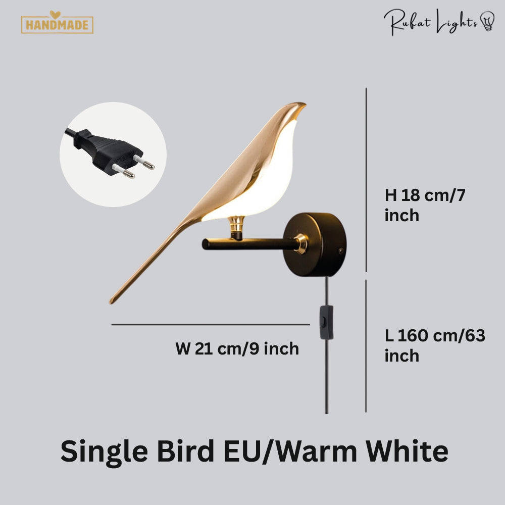 Nordic Magpie Art Design Golden Bird Wall Lights