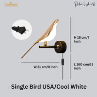Nordic Magpie Art Design Golden Bird Wall Lights