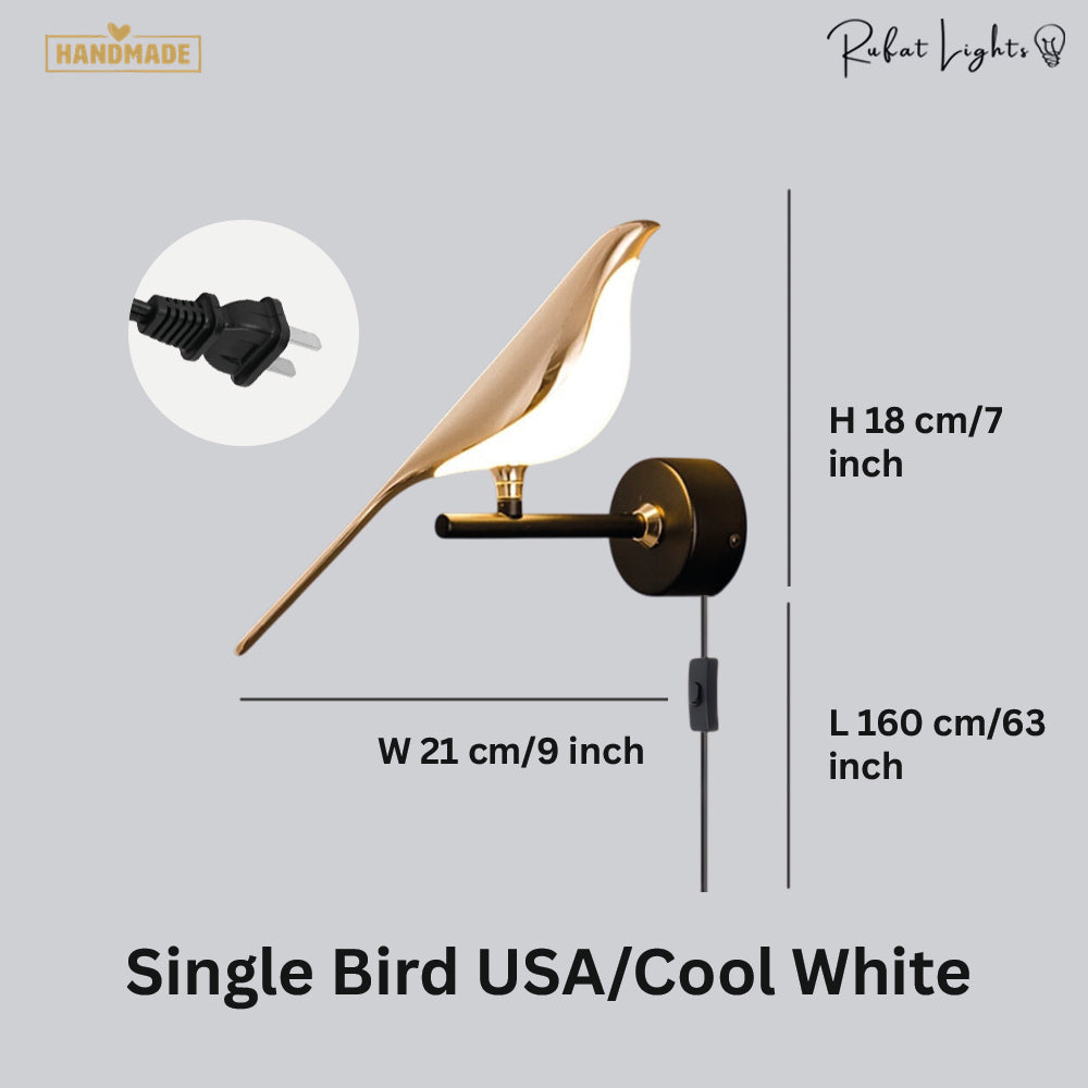 Nordic Magpie Art Design Golden Bird Wall Lights