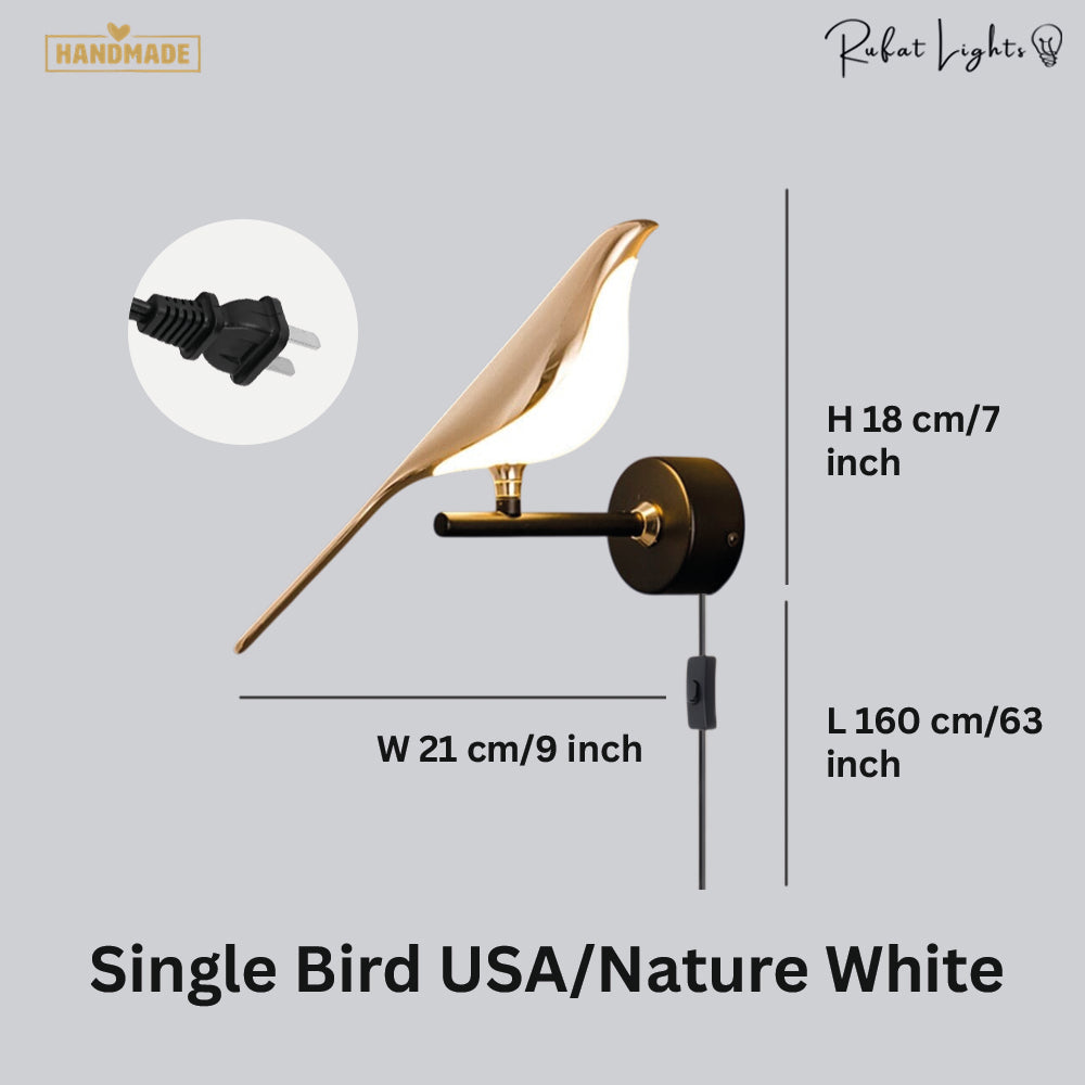 Nordic Magpie Art Design Golden Bird Wall Lights