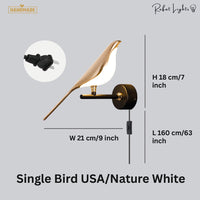 Nordic Magpie Art Design Golden Bird Wall Lights