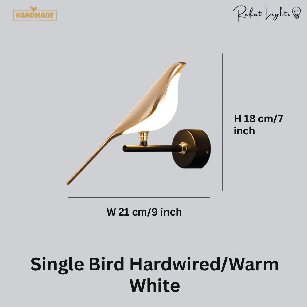 Nordic Magpie Art Design Golden Bird Wall Lights