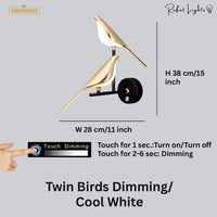 Nordic Magpie Art Design Golden Bird Wall Lights