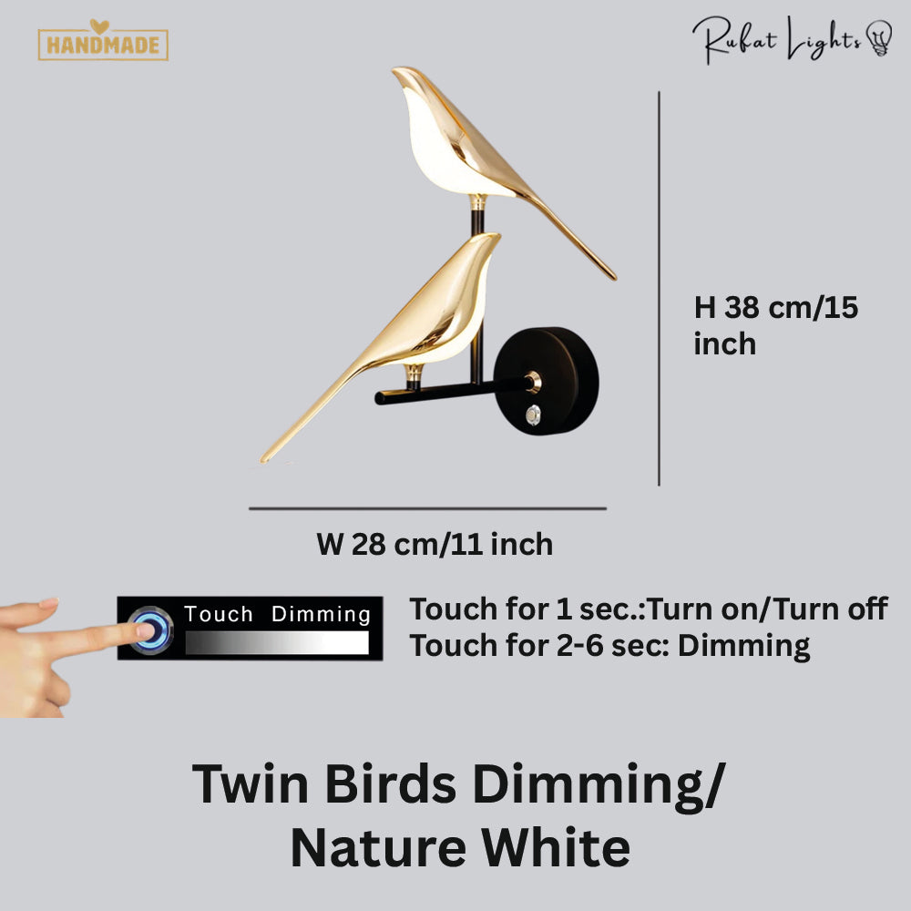 Nordic Magpie Art Design Golden Bird Wall Lights