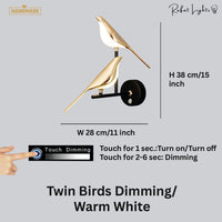 Nordic Magpie Art Design Golden Bird Wall Lights