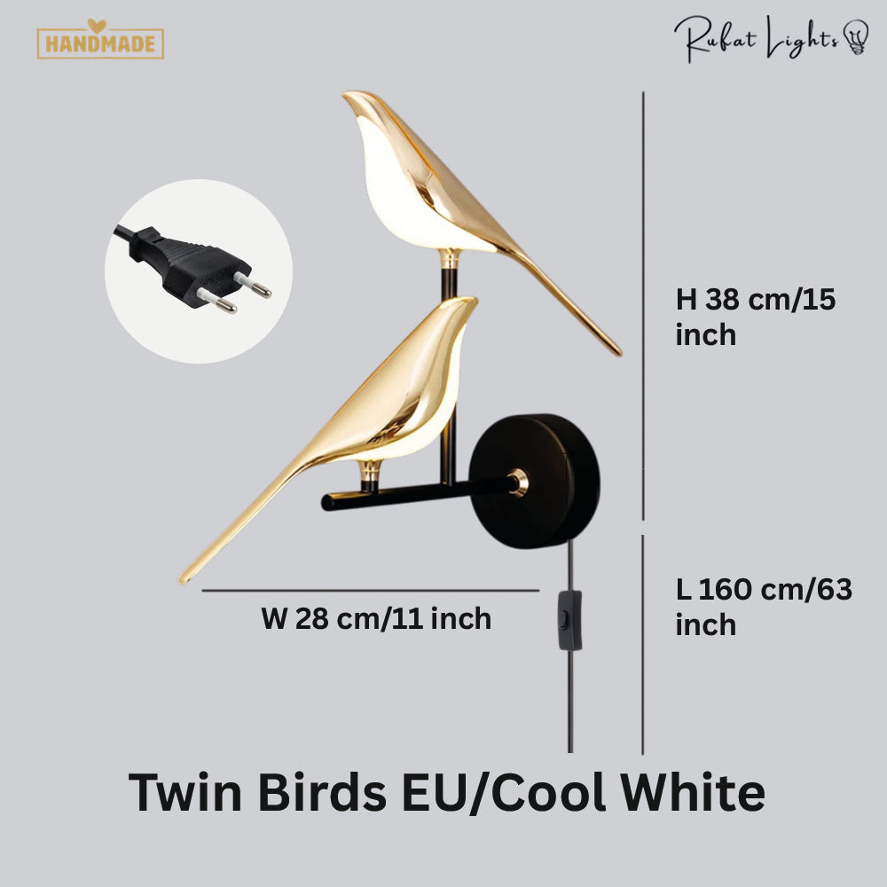 Nordic Magpie Art Design Golden Bird Wall Lights
