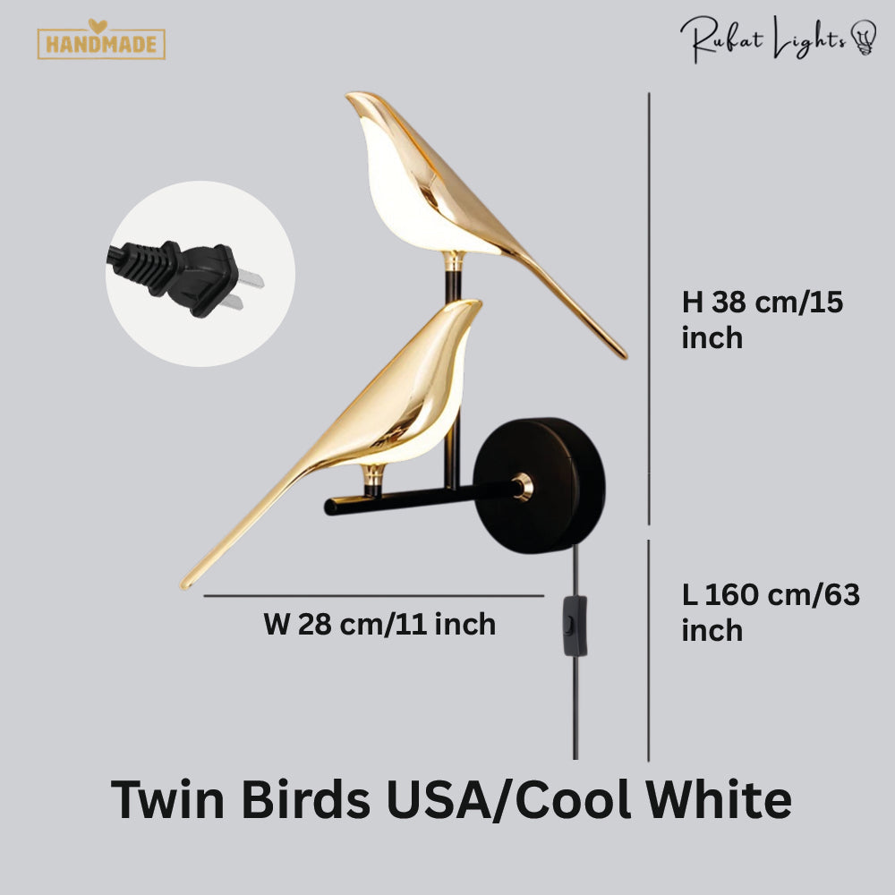Nordic Magpie Art Design Golden Bird Wall Lights